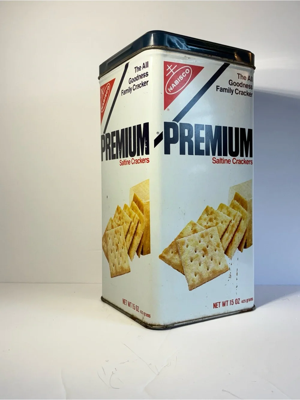 Vintage Nabisco Premium Saltine Crackers Tin Stack Pack Canister 1980s Retro Kit